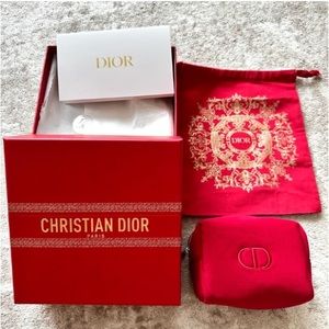 🌟 Dior 2024 Lunar Chinese New Year Red Medium Logo Box Pouch Logo Bag Bundle